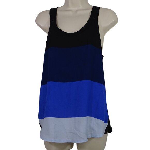 Express Racerback Blue Color Block Tank Top Women Size XS Back Zipper Closure - Picture 1 of 9